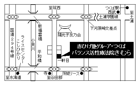 赤ひげ塾グループ・つくばバランス活性療法院きむら地図